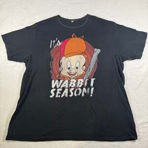 Vintage Looney Tunes Elmer Fudd It's Wabbit Season Black T-Shirt
